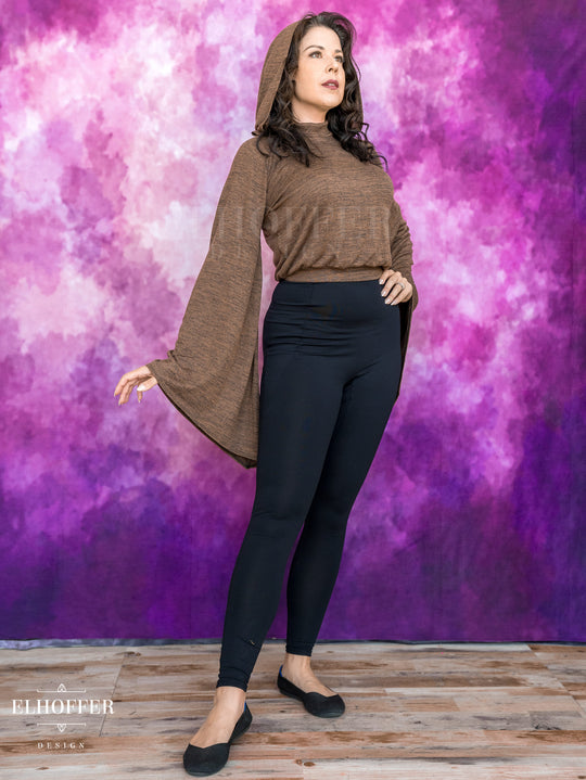 Essential Princess Hooded Crop Top - Heathered Chocolate