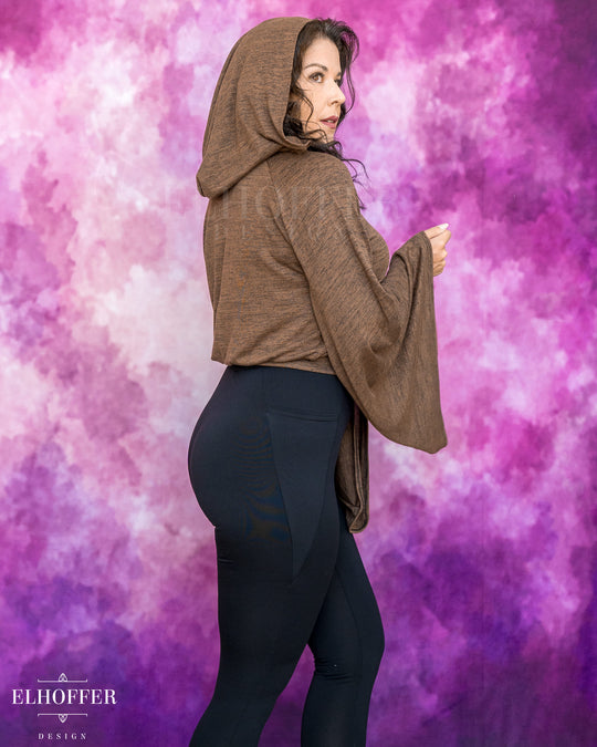 Essential Princess Hooded Crop Top - Heathered Chocolate