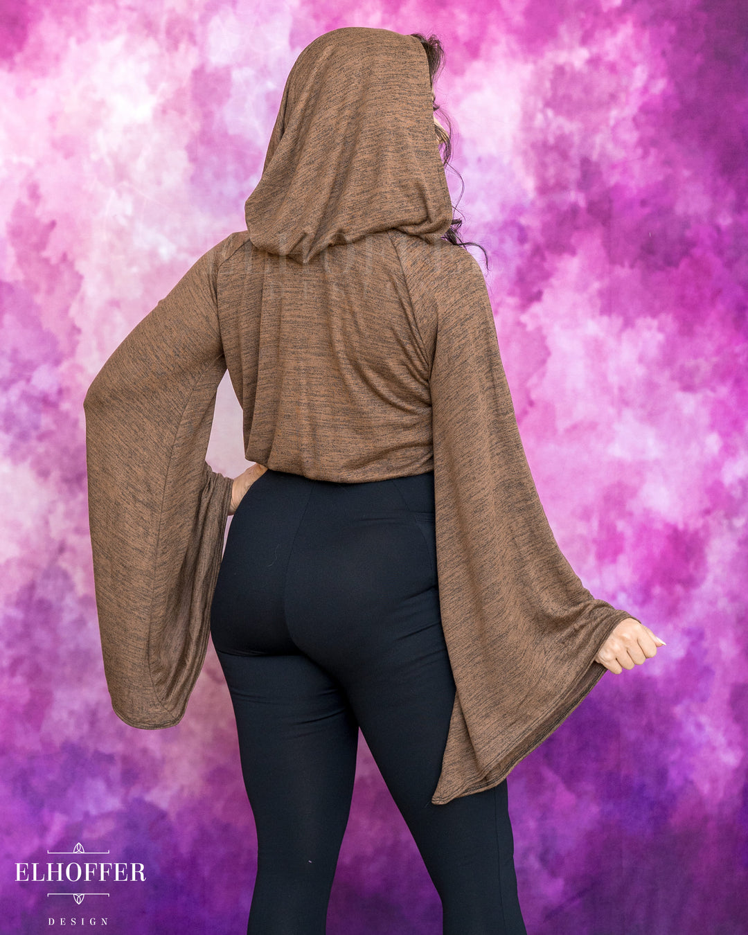 Essential Princess Hooded Crop Top - Heathered Chocolate