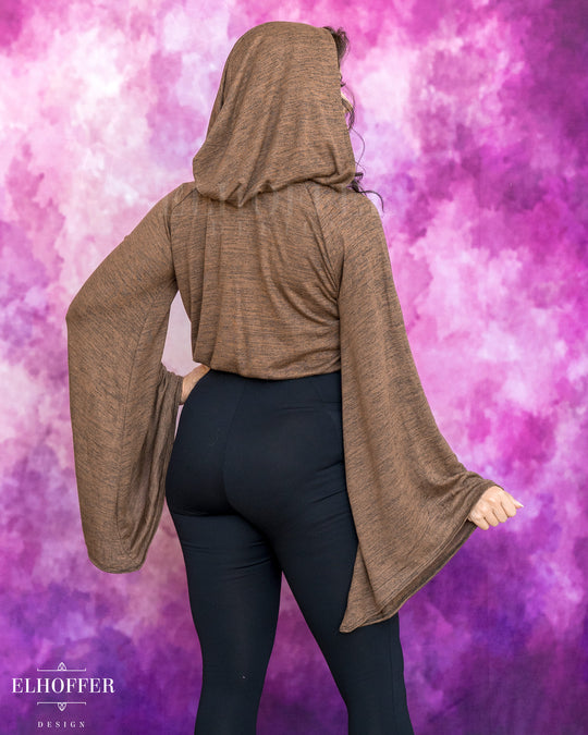 Essential Princess Hooded Crop Top - Heathered Chocolate