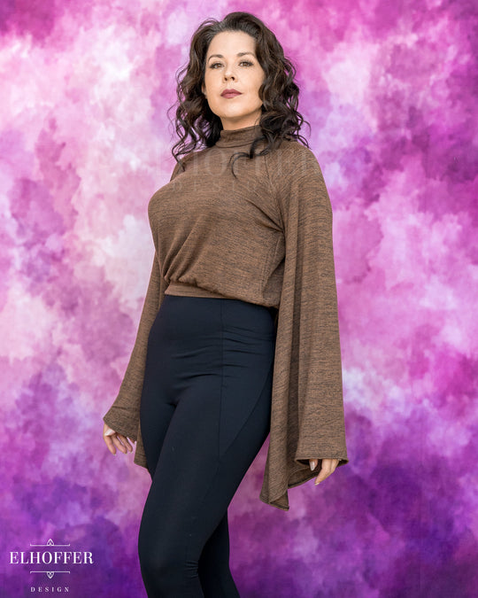 Essential Princess Hooded Crop Top - Heathered Chocolate