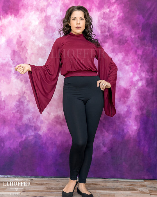 Essential Princess Hooded Crop Top - Cozy Berry Burgundy