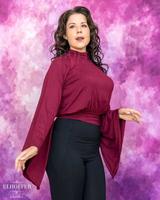 Essential Princess Hooded Crop Top - Cozy Berry Burgundy