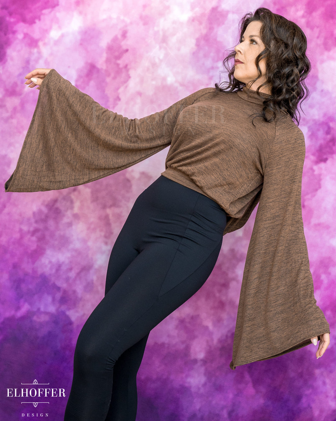Essential Princess Hooded Crop Top - Heathered Chocolate