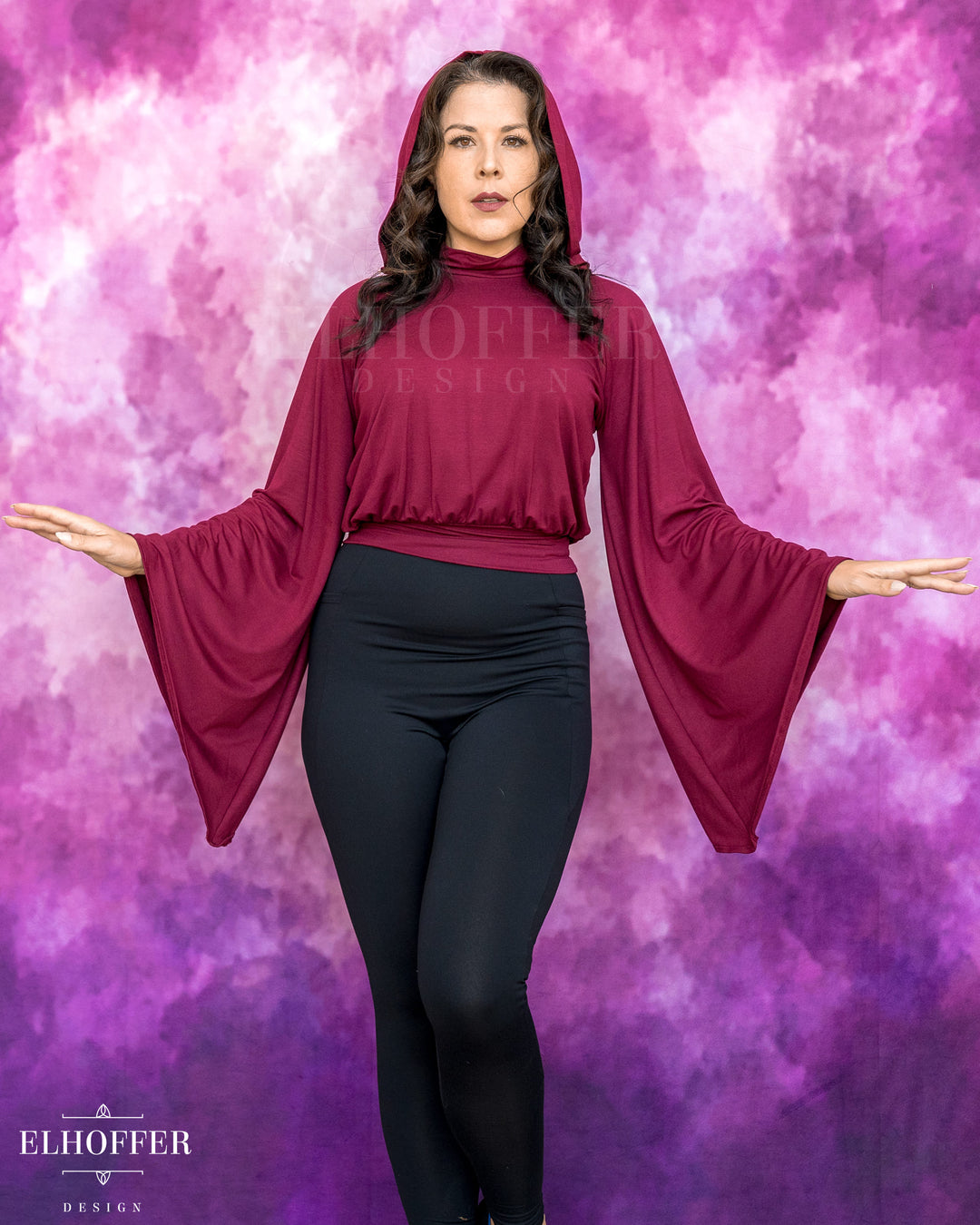 Essential Princess Hooded Crop Top - Cozy Berry Burgundy