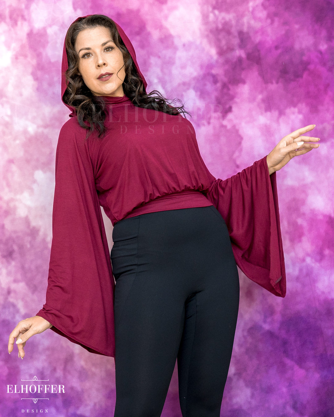 Essential Princess Hooded Crop Top - Cozy Berry Burgundy