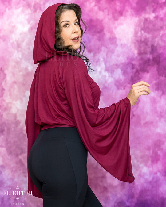 Essential Princess Hooded Crop Top - Cozy Berry Burgundy