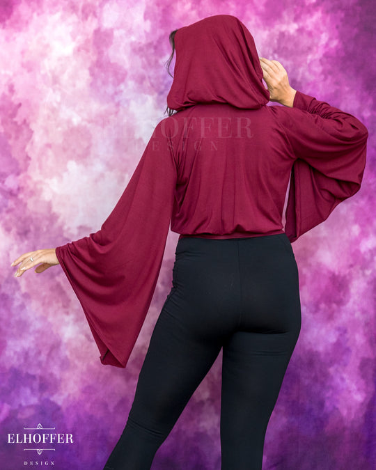 Essential Princess Hooded Crop Top - Cozy Berry Burgundy