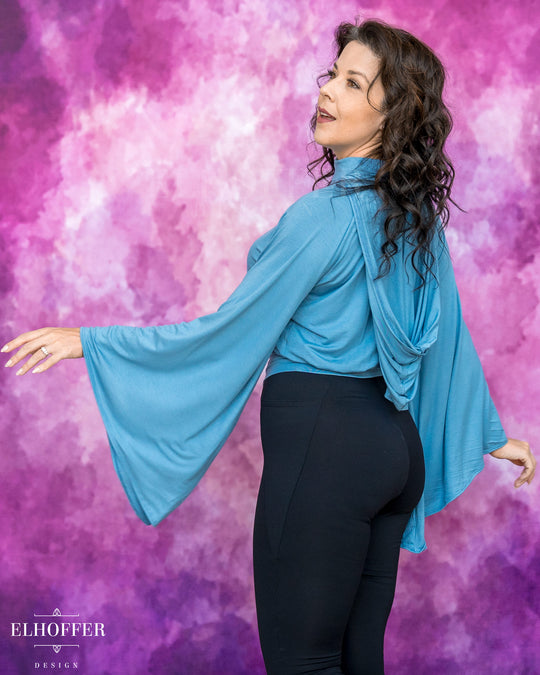 Essential Princess Hooded Crop Top - Cozy Blue Steel