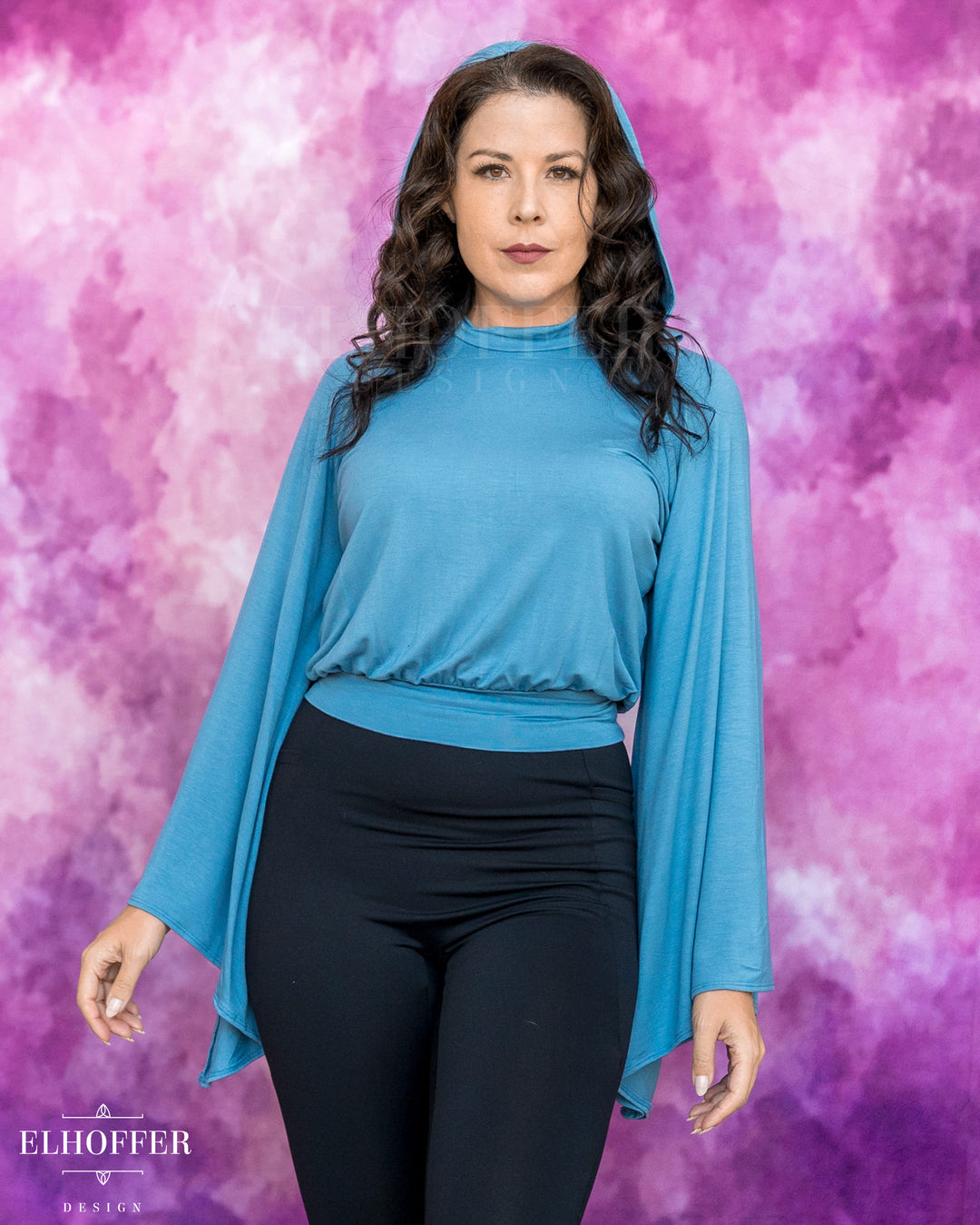 Essential Princess Hooded Crop Top - Cozy Blue Steel