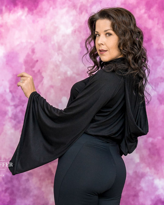 Essential Princess Hooded Crop Top - Cozy Black