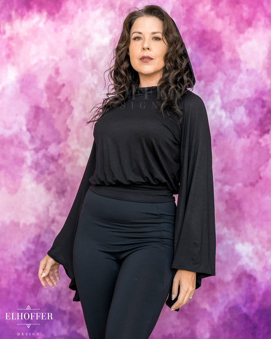 Essential Princess Hooded Crop Top - Cozy Black