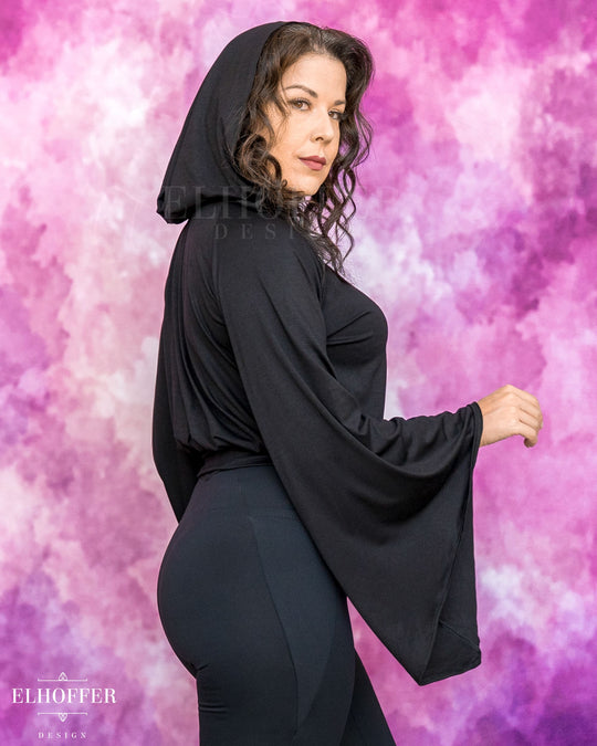 Essential Princess Hooded Crop Top - Cozy Black