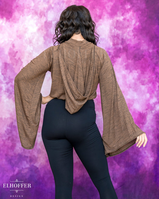 Essential Princess Hooded Crop Top - Heathered Chocolate