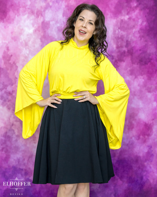 Essential Princess Hooded Crop Top - Cozy Lemon Yellow