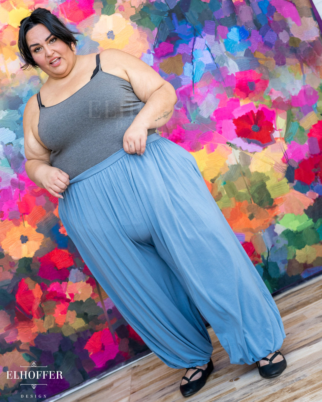 Essential Cozy Yasmin Pants - Dusty Blue Sky