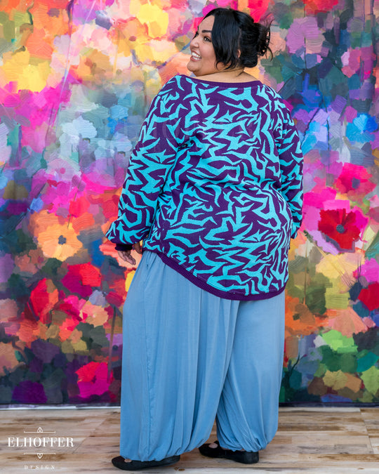 Demon Scars Oversize Sweater - Strategy Purple