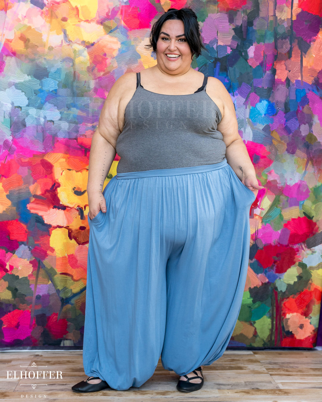 Essential Cozy Yasmin Pants - Dusty Blue Sky