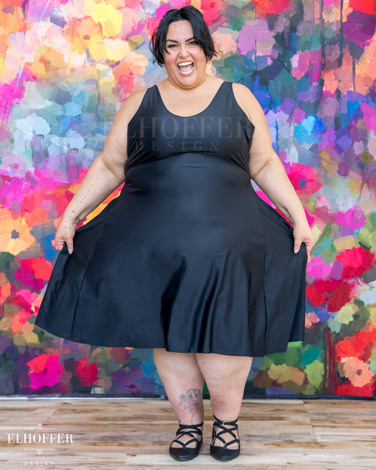 Essential Aquarius Knee Length Dress - Shiny Black