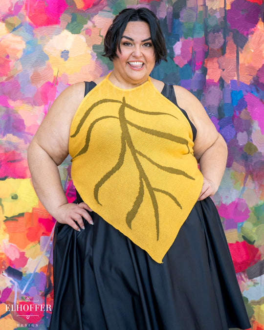 Essential Leaf Handkerchief Top - Iris Gold
