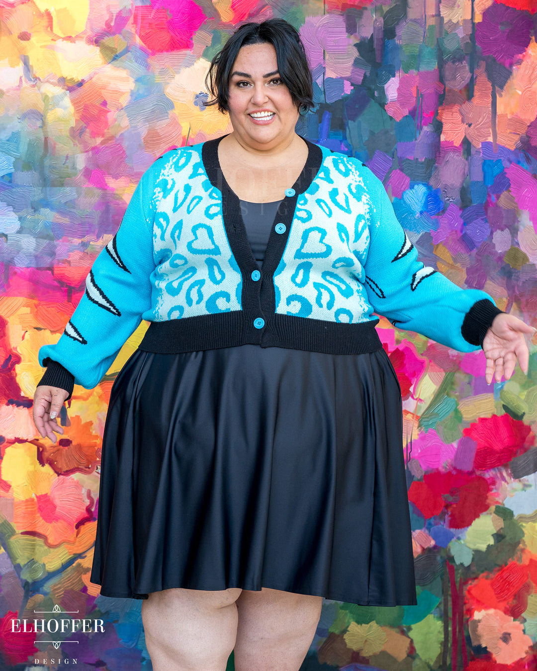 Turquoise Tiger Oversize Crop Cardi