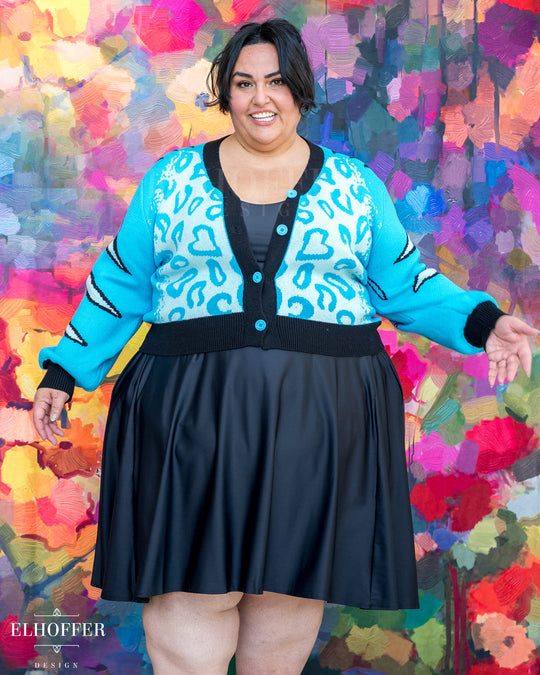 Turquoise Tiger Oversize Crop Cardi