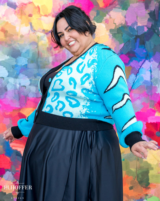 Turquoise Tiger Oversize Crop Cardi