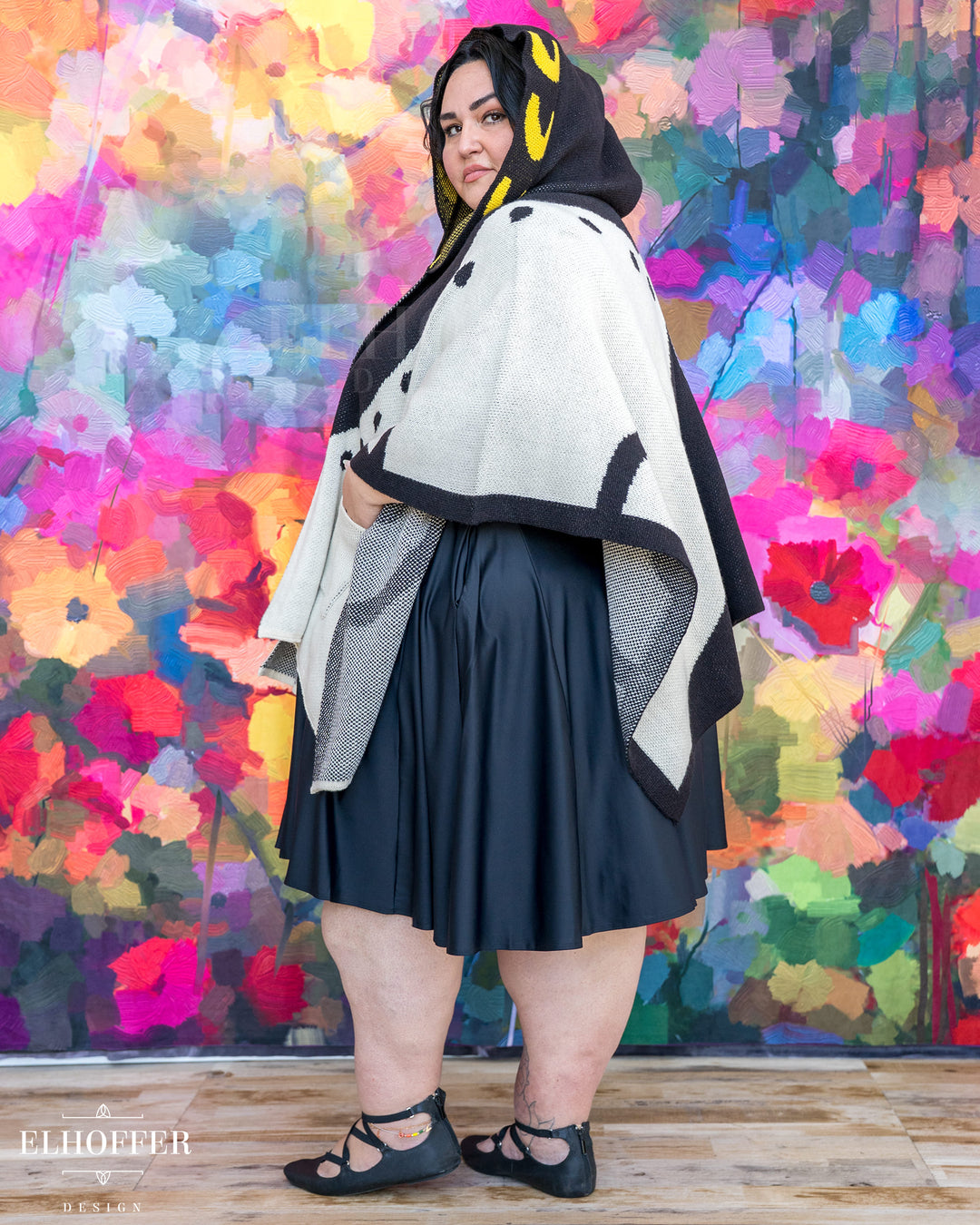 Sassy Magpie Hooded Poncho