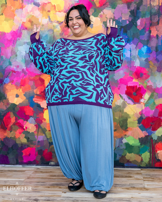 Demon Scars Oversize Sweater - Strategy Purple