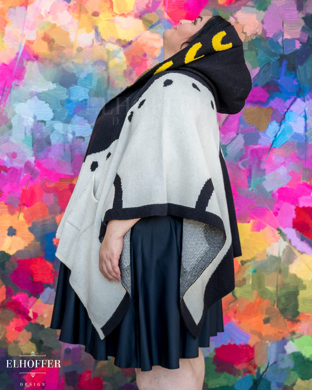 Sassy Magpie Hooded Poncho