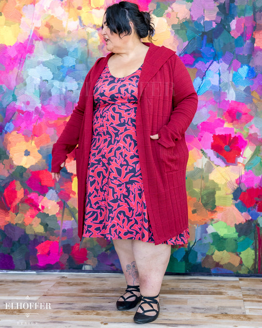 Galactic Renegade Unisex Duster Cardigan - Imperial Crimson