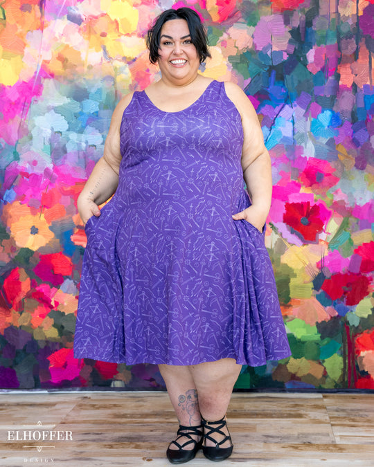 Essential Aquarius Knee Length Dress - Purple Roll for Damage