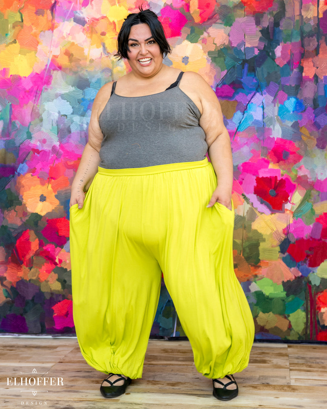 Essential Cozy Yasmin Pants - Chartreuse Spring