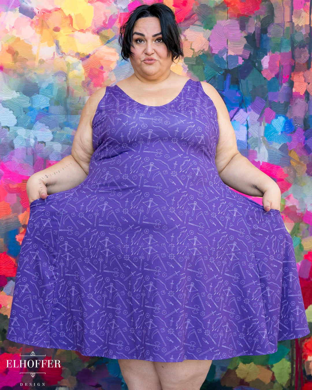 Essential Aquarius Knee Length Dress - Purple Roll for Damage