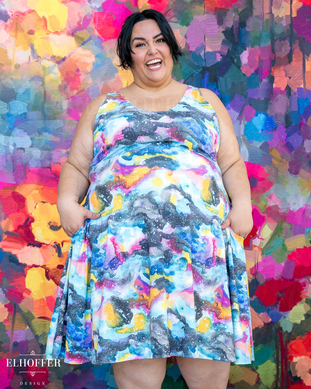 Essential Aquarius Knee Length Dress - Rainbow Nebula