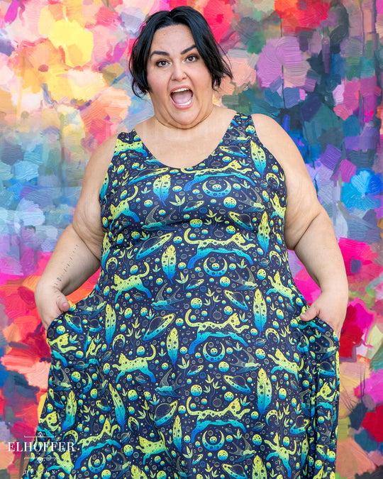 Essential Aquarius Knee Length Dress - Catty Bog Witch