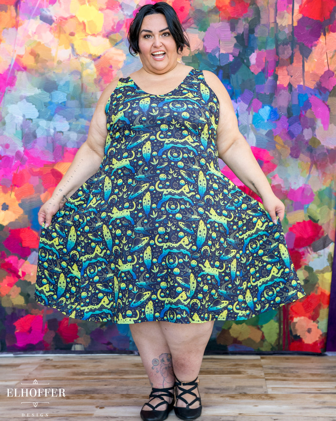 Essential Aquarius Knee Length Dress - Catty Bog Witch