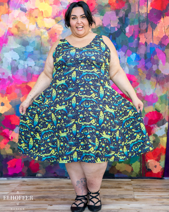 Essential Aquarius Knee Length Dress - Catty Bog Witch