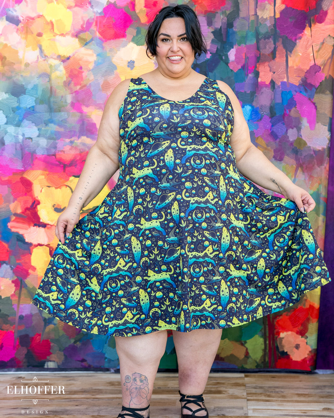 Essential Aquarius Knee Length Dress - Catty Bog Witch