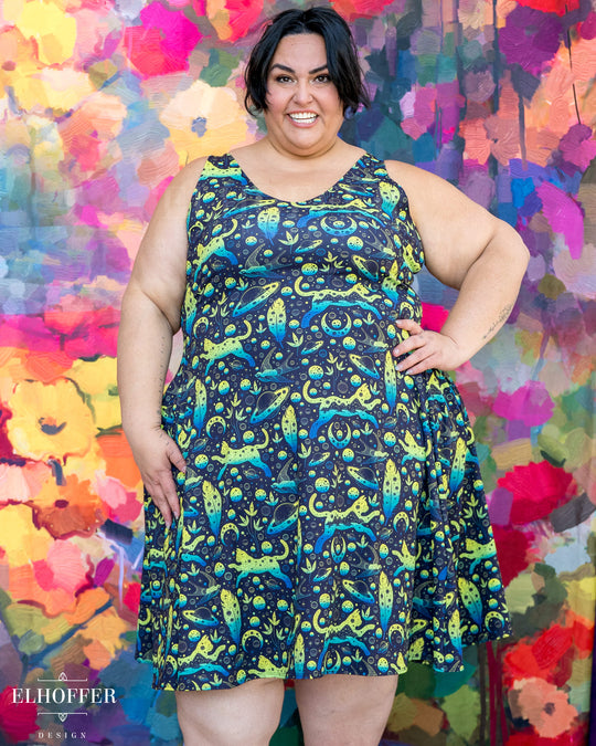 Essential Aquarius Knee Length Dress - Catty Bog Witch