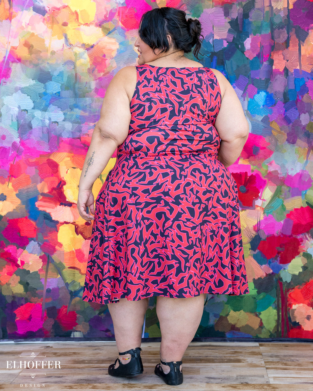 Essential Aquarius Knee Length Dress - Red Demon Scars