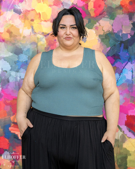 Essential Buffy Crop Top - Textured Cactus Green