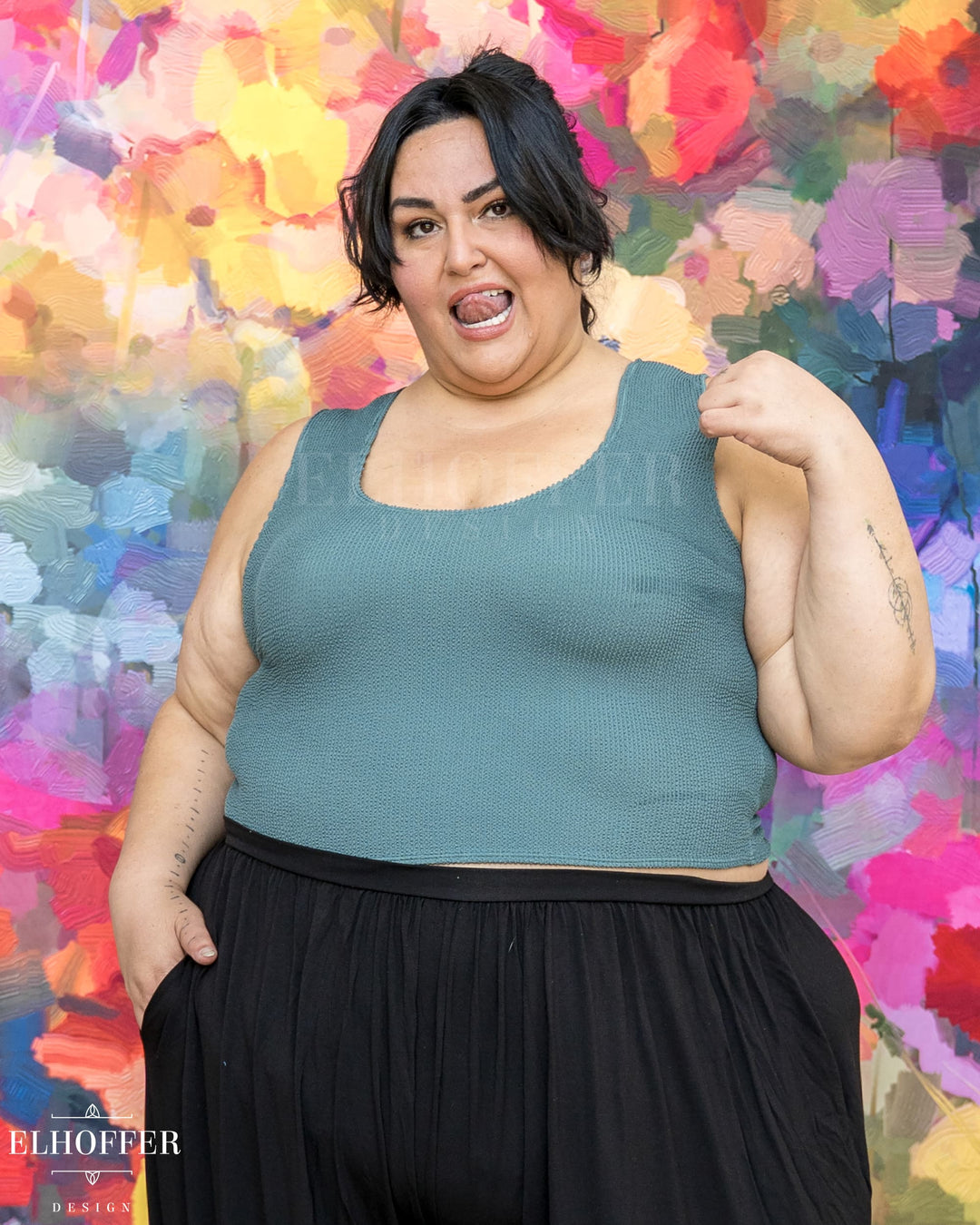 Essential Buffy Crop Top - Textured Cactus Green
