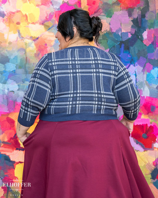 Essential Cordelia Cropped Cardi - Navy Tartan