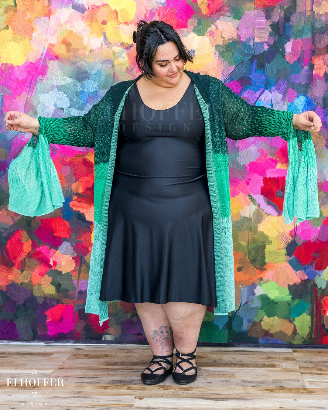 Essential Sunset Longline Cardigan - Lucky Green Ombre