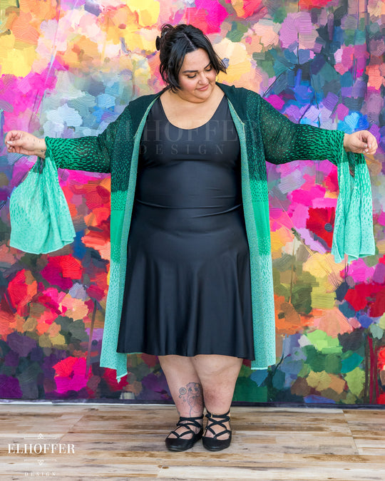 Essential Sunset Longline Cardigan - Lucky Green Ombre