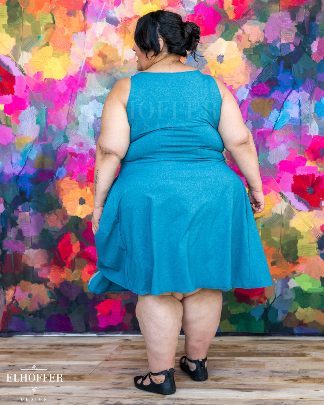 Essential Aquarius Knee Length Dress - Heathered Teal Compression Spandex
