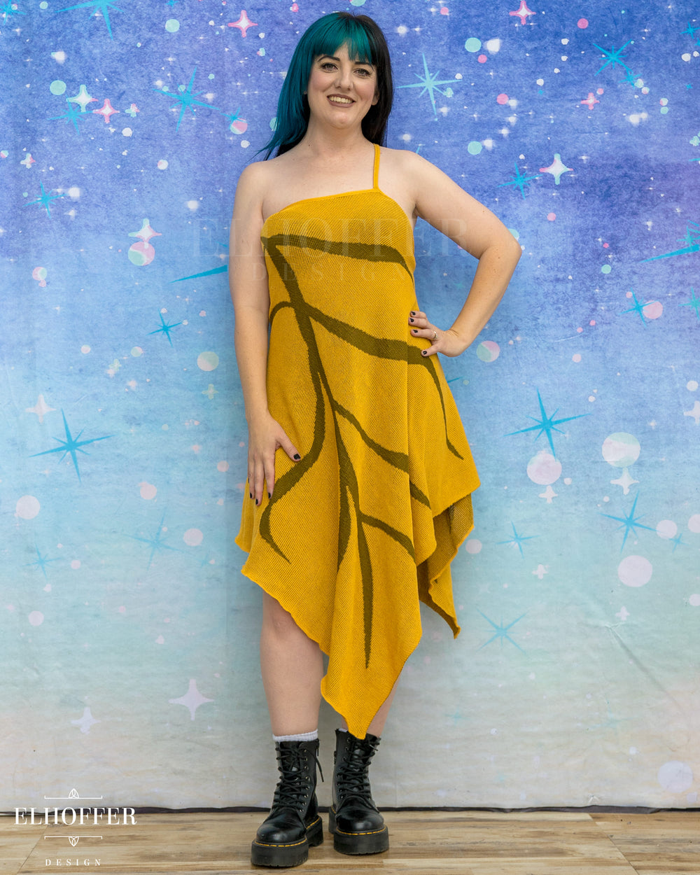 PREORDER - Iridessa Halter Leaf Dress - Iris Gold