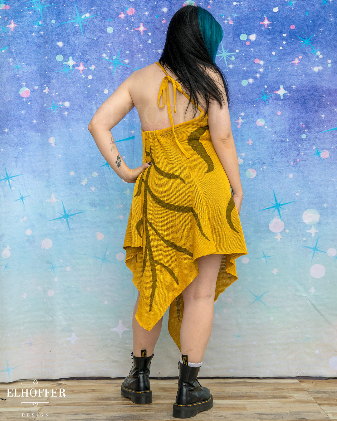 PREORDER - Iridessa Halter Leaf Dress - Iris Gold