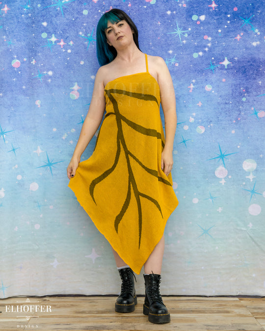 PREORDER - Iridessa Halter Leaf Dress - Iris Gold
